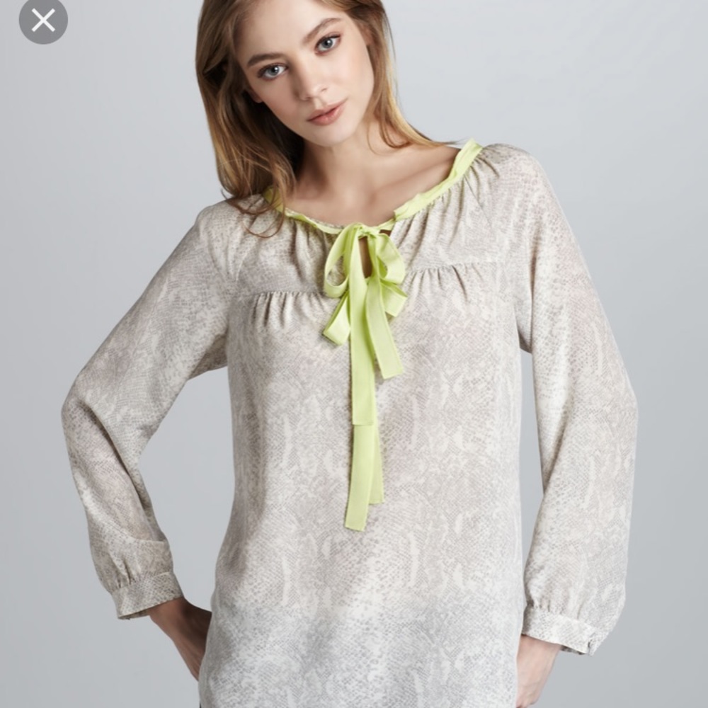 Rebecca Taylor Python Print Tie Front Blouse 6 - image 2